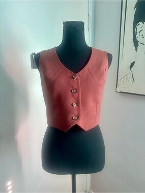 House of Harlow 1960 Rust Button-Front Crop Top
